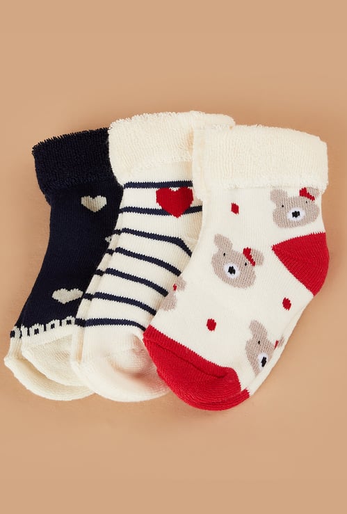 FAME FOREVER Girls Patterned Ankle Length Socks - Pack 3