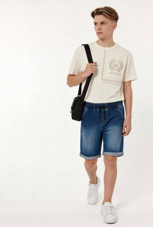 FAME FOREVER Boys Washed Regular Shorts
