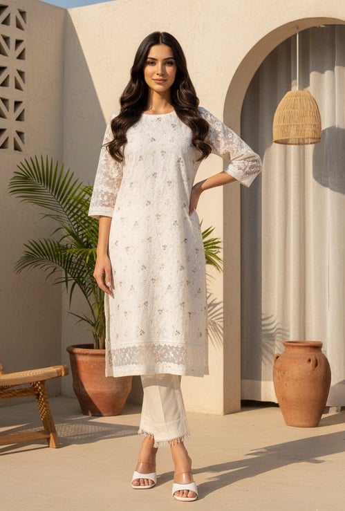 W Floral Print Straight Kurta