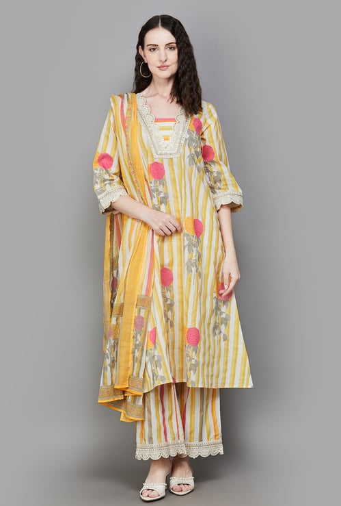 LIBAS Floral Print A-Line Kurta Set