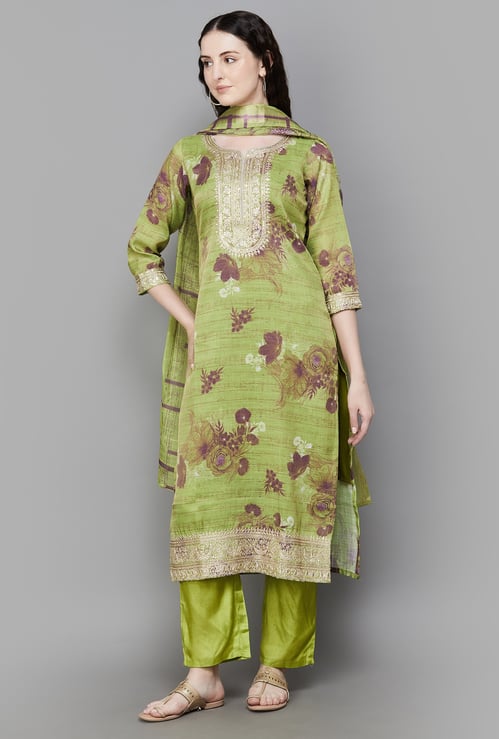 LIBAS Floral Print Straight Kurta Set