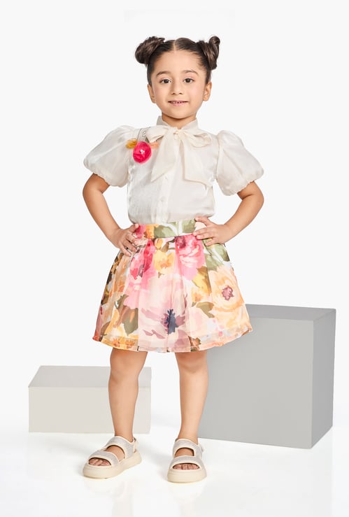 PEPPERMINT Girls Printed Top and Skirt Set