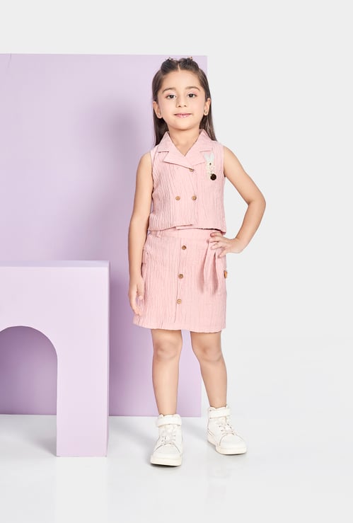 PEPPERMINT Girls Embroidered Top with Skirt