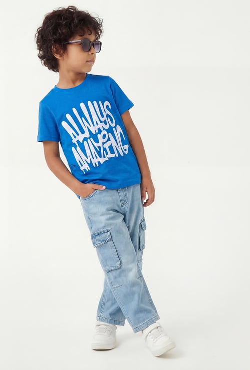 FAME FOREVER Boys Typographic Print T-shirt