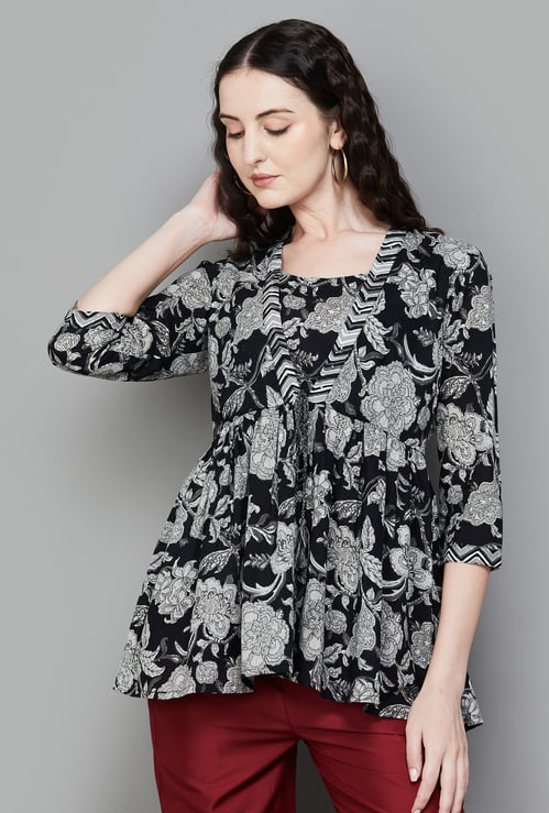 LIBAS Floral Print Flared Kurti
