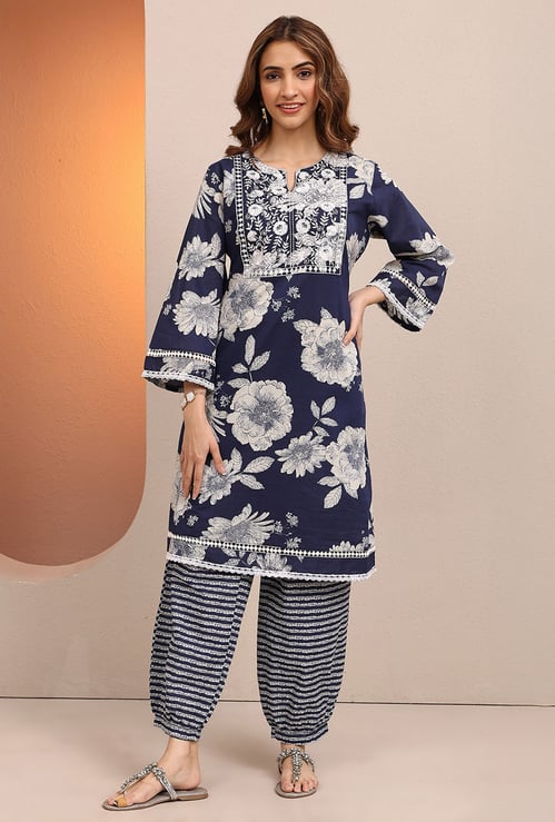 LIBAS Floral Print Straight Kurta Set
