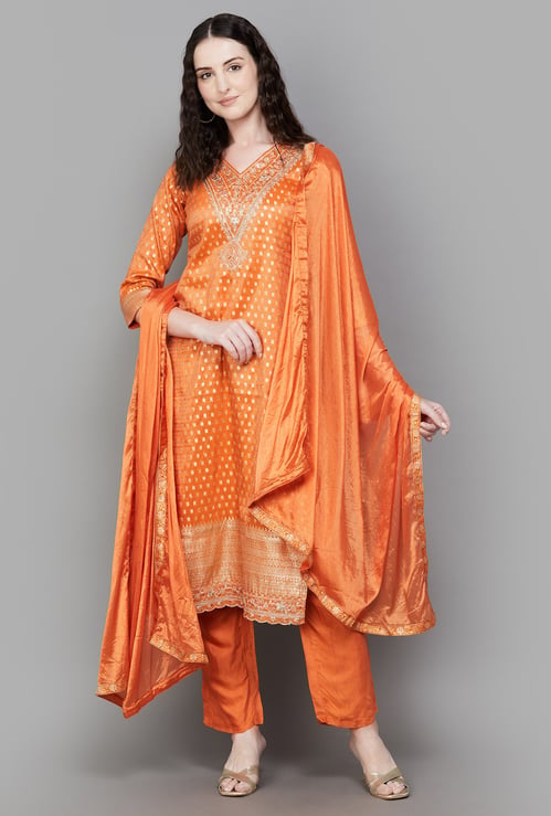 LIBAS Woven Design Straight Kurta Set