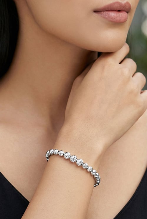GIVA Glow in Motion Textured Sterling Silver Bracelet