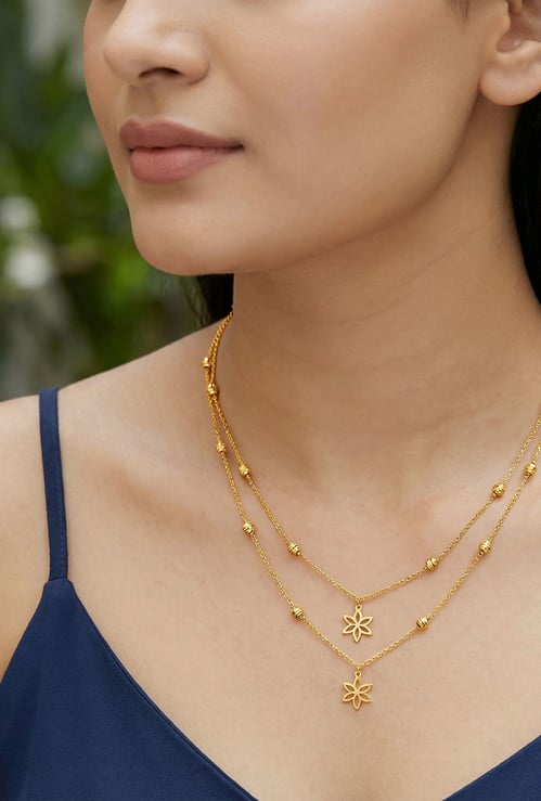 GIVA Glow in Motion Floral Sterling Silver Layer Necklace