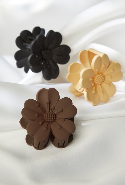 FAME FOREVER Assorted Floral Claw Clip - Pack of 3
