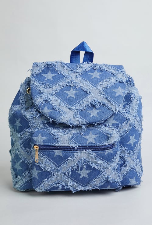 GINGER Denim Star Pattern Backpack