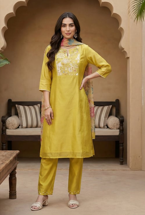 W Embroidered Kurta Set