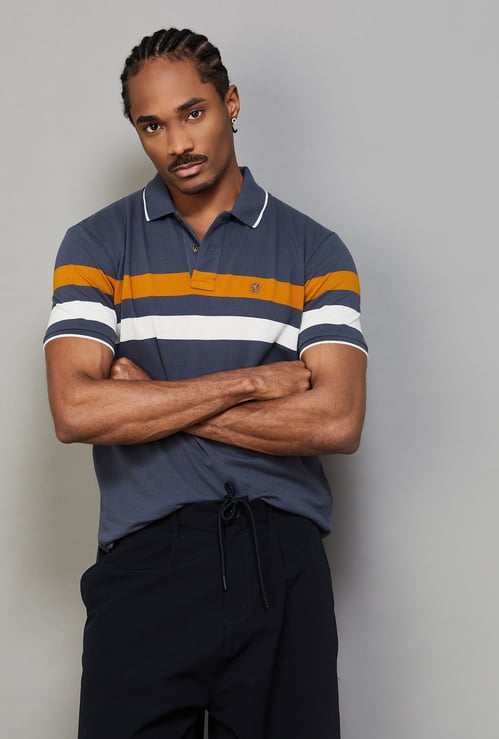 FAHRENHEIT Striped Polo T-shirt
