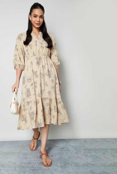 COLOUR ME Floral Print Tiered Dress