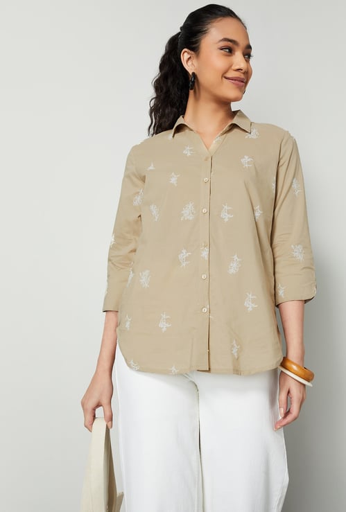 COLOUR ME Floral Embroidered Shirt