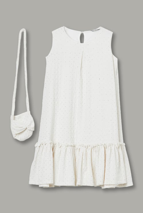 FAME FOREVER Girls Embellished A-Line Dress with Bag
