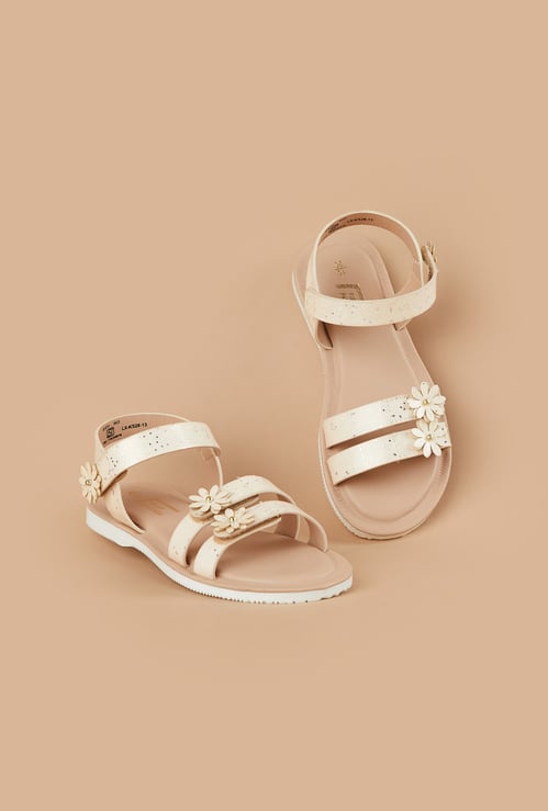 FAME FOREVER Girls Floral Applique Sandals