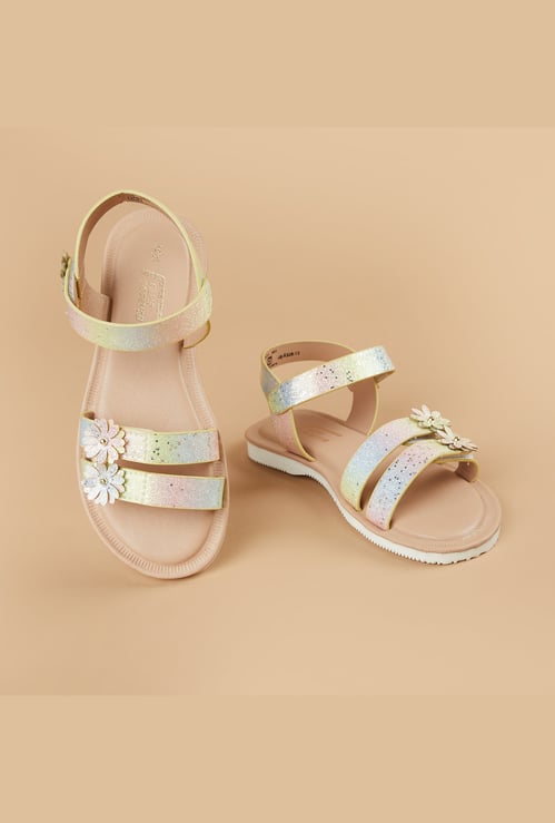 FAME FOREVER Girls Floral Applique Sandals