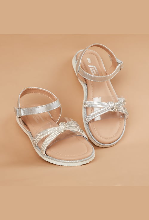 FAME FOREVER Girls Embellished Ankle Strap Sandals