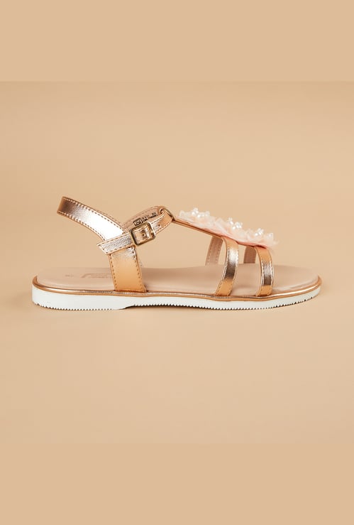 FAME FOREVER Girls Floral Applique Sandals