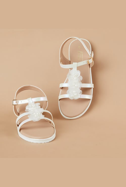 FAME FOREVER Girls Floral Applique Sandals