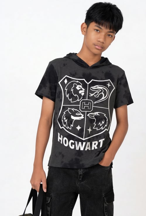 FAME FOREVER Boys Harry Potter Graphic Print Hooded T-shirt
