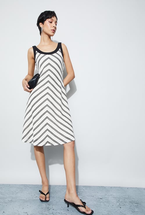 CODE Striped A-Line Dress