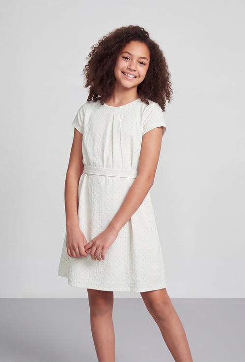 FAME FOREVER Girls Solid Tie-Up Dress
