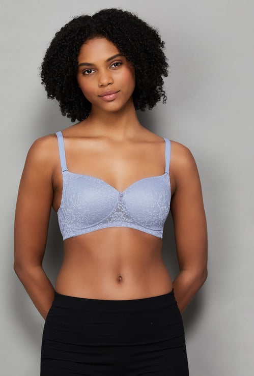 AMANTE Lace Padded Non-Wired Seamed T-shirt Bra