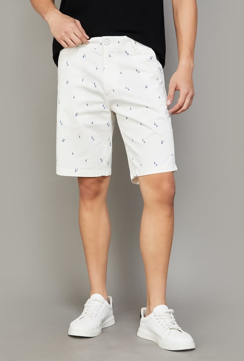 T-BASE Printed Mid-Rise Shorts