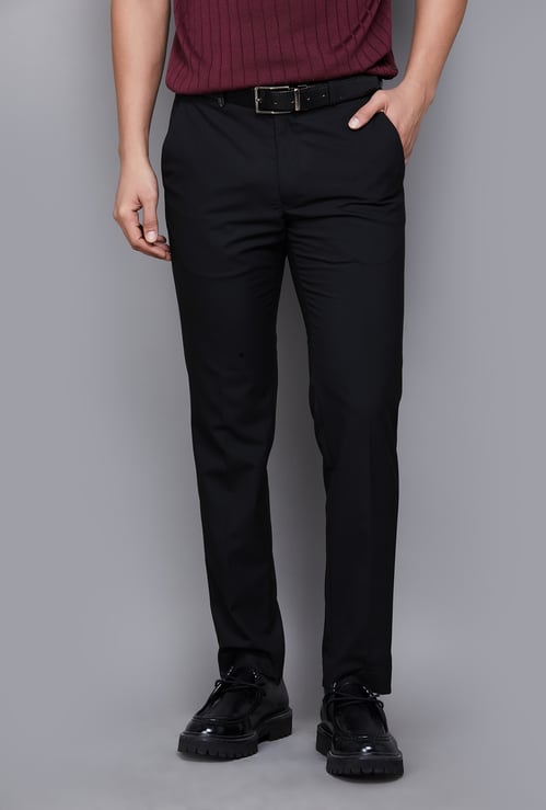 PARK AVENUE Solid Super Slim Formal Trousers