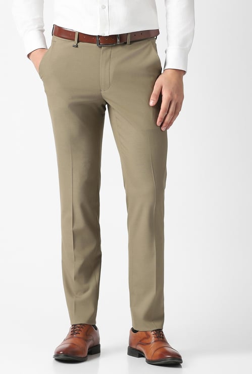 VAN HEUSEN Solid Slim Straight Formal Trousers