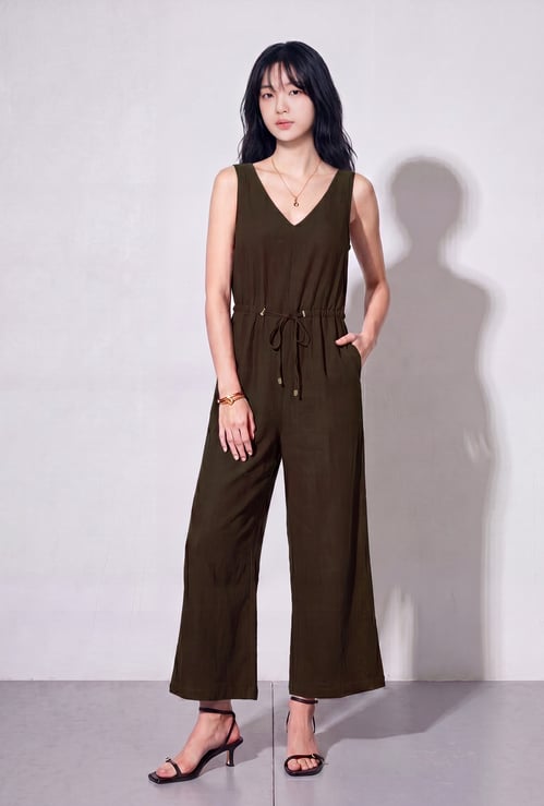CODE Solid Tie-Up Jumpsuit