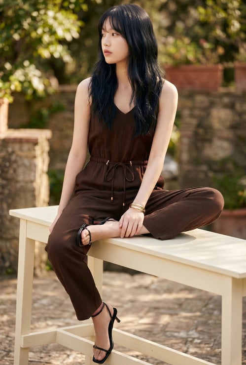 CODE Solid Tie-Up Jumpsuit