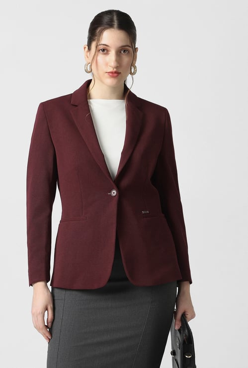 VAN HEUSEN Solid Single-breasted Blazer