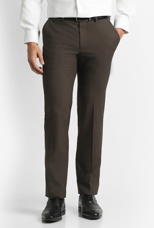 V DOT Solid Slim Straight Trousers