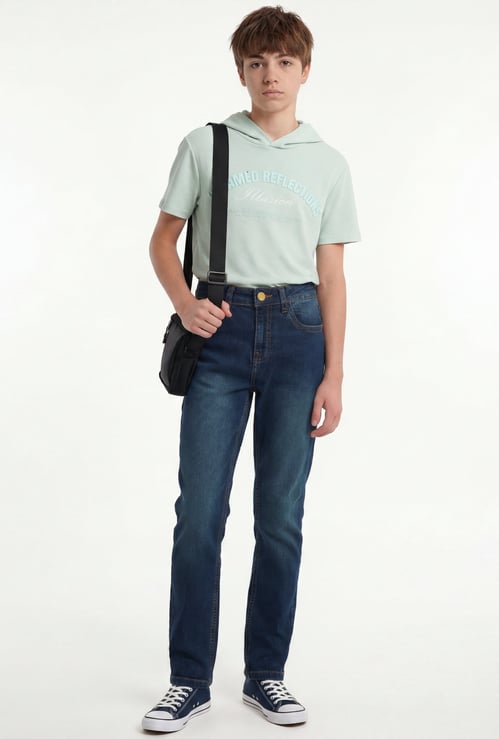 FAME FOREVER Boys Darkwashed Slim Fit Jeans