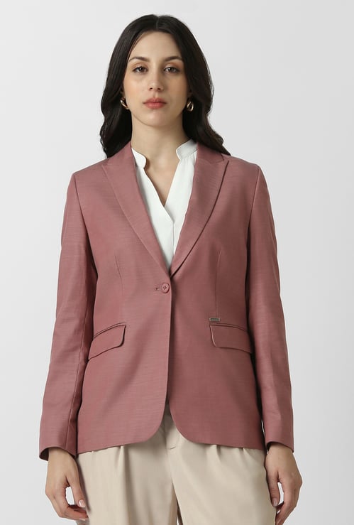 VAN HEUSEN Solid Single-breasted Blazer