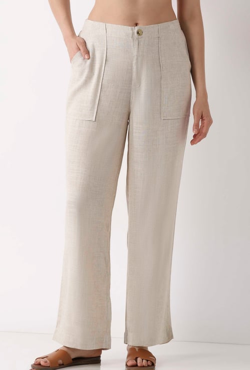 BIBA Solid Straight Pants