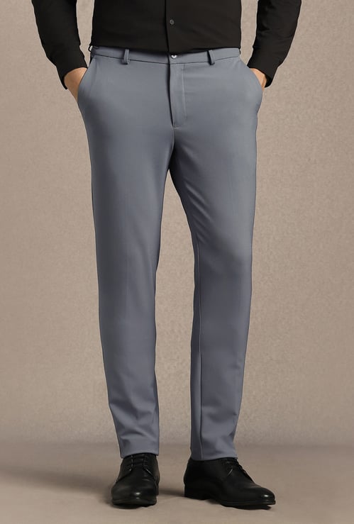 LOUIS PHILIPPE Solid Slim Straight Formal Trousers