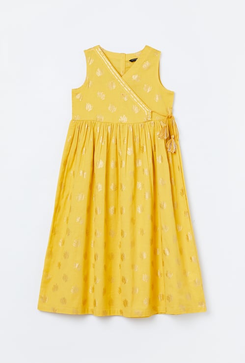 MELANGE Girls Embellished Wrap Dress
