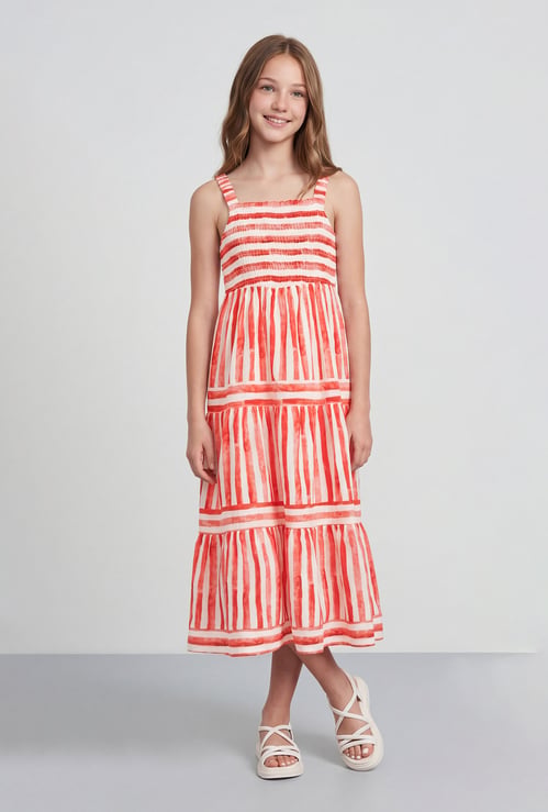 FAME FOREVER Girls Striped Tiered Dress
