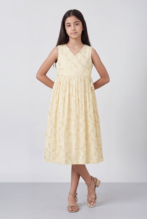 MELANGE Girls Printed Wrap Dress