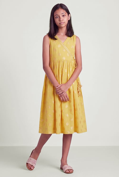 MELANGE Girls Embellished Tie-Up Dress