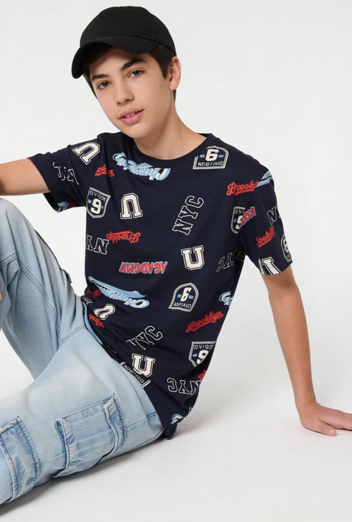 FAME FOREVER Boys Typographic Print T-shirt