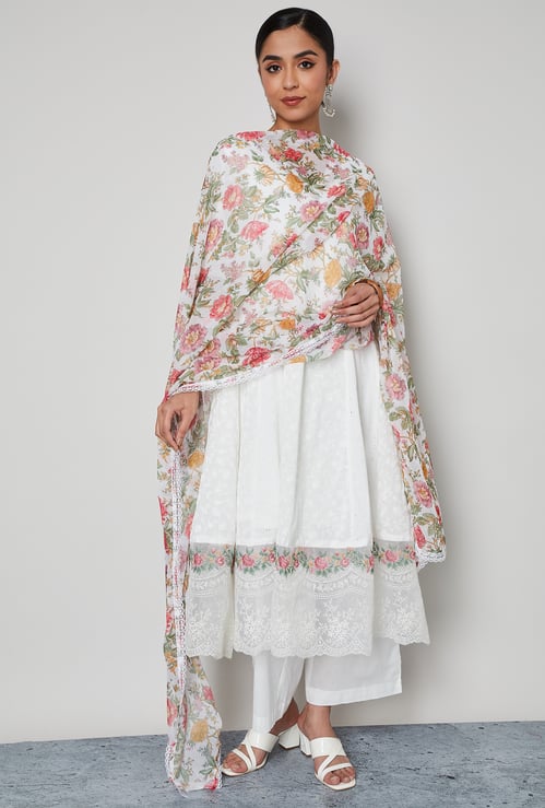 MELANGE Floral Print Dupatta