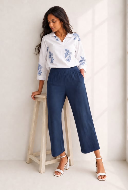 MELANGE Solid Straight Pants