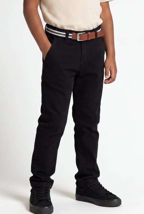 FAME FOREVER Boys Solid Trousers with Belt