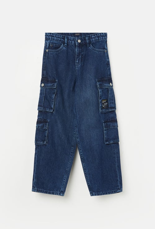 ALLEN SOLLY Boys Medium Wash Regular Fit Jeans