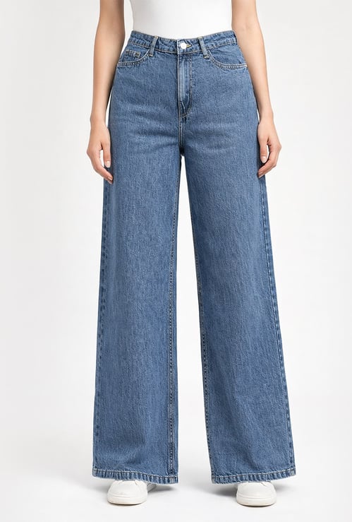 KRAUS Washed Wide Leg Jeans